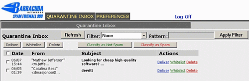 Spam Quarantine Inbox